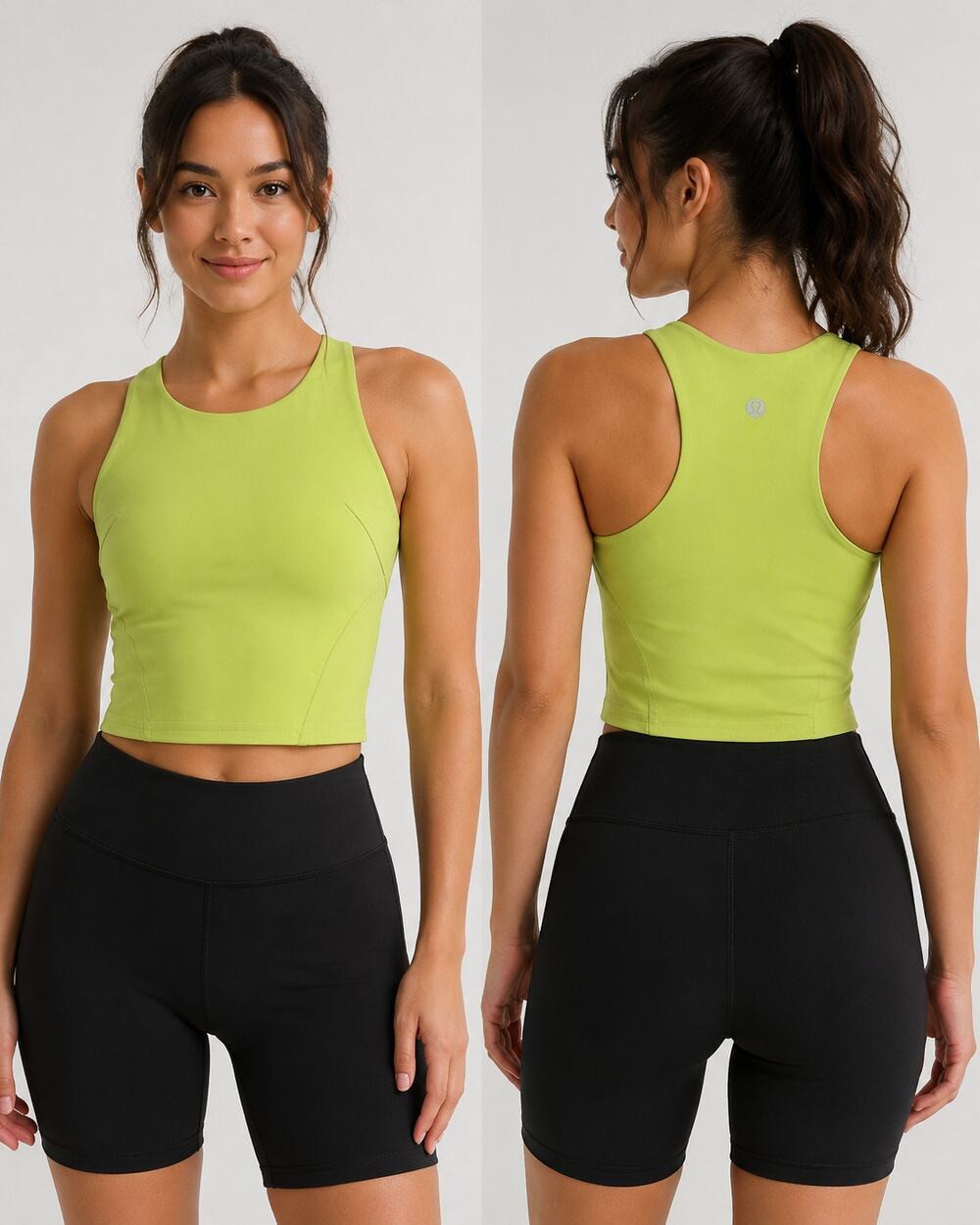 Lululemon Lime Green Racerback Cropped Tank Top Women Size 2 activewear yoga